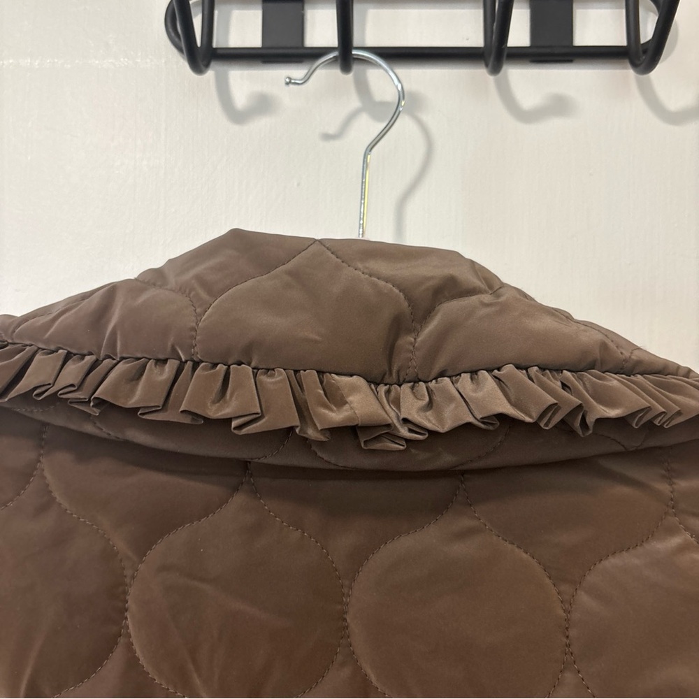 Anthropologie dra Los Angeles Mable Exaggerated Collar Brown Quilted Jacket Sz M - Picture 9 of 10